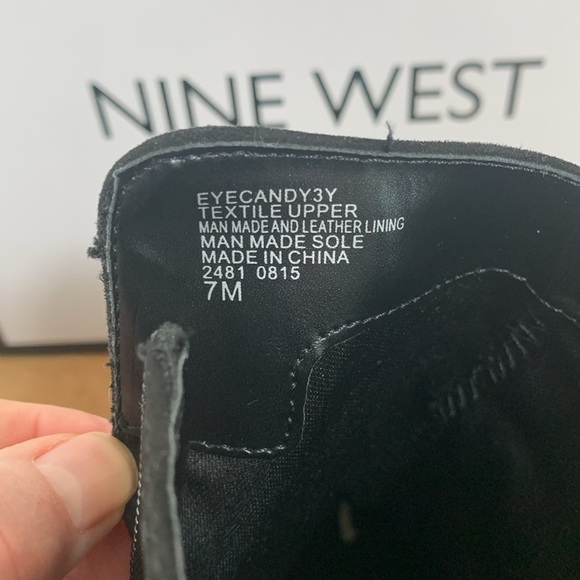 Nine West | Eye Candy Black Studded Zipper Ankle Boots Booties + Box 7 M - Picture 9 of 14